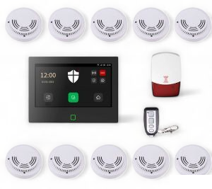 Funk Brandmeldeanlage Smart Touchcontrol X4 - 868 Mhz  EN14604 zertifiziert - Set